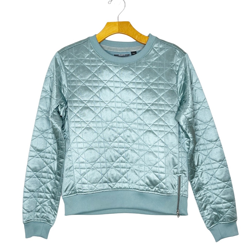 G-Star Blue Quilted Shiny Pull Over Sweatshirt